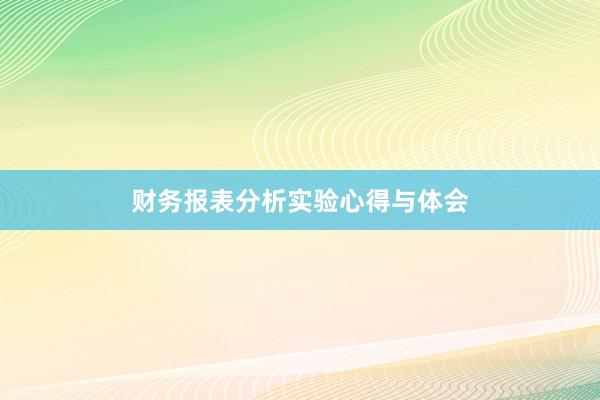 财务报表分析实验心得与体会