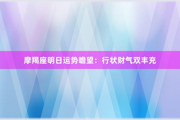 摩羯座明日运势瞻望：行状财气双丰充